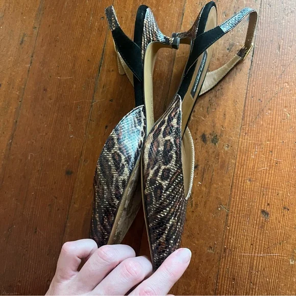 JEROME DREYFUSS Made in France Snakeskin Slingback Kitten Heels - Picture 3 of 8